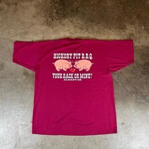 Vintage 90s burgundy hickory pit BBQ graphic tee Size men's XL